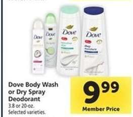 Dove Body Wash or Dry Spray Deodorant
