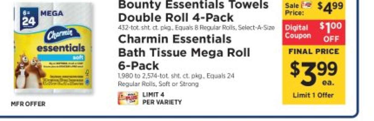 Charmin Essentials Bath Tissue Mega Roll 6-Pack