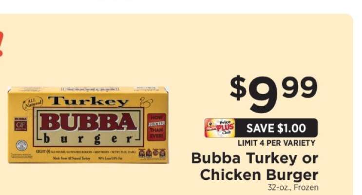 Bubba Turkey or Chicken Burger