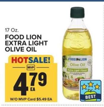 FOOD LION EXTRA LIGHT OLIVE OIL