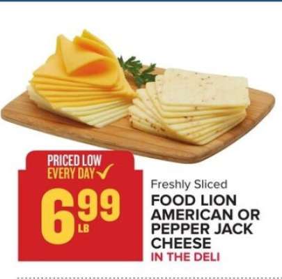 Food Lion American or Pepper Jack Cheese
