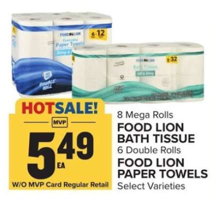 FOOD LION BATH TISSUE / FOOD LION PAPER TOWELS