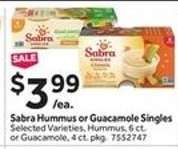Sabra Hummus or Guacamole Singles