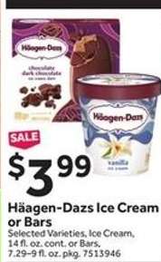 Häagen-Dazs Ice Cream or Bars
