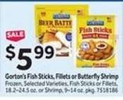 Gorton's Fish Sticks, Fillets or Butterfly Shrimp