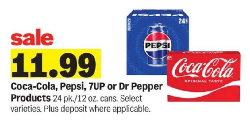 Coca-Cola, Pepsi, 7UP or Dr Pepper Products*