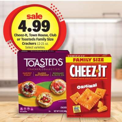 Cheez-It, Town House, Club or Toasteds Family Size Crackers