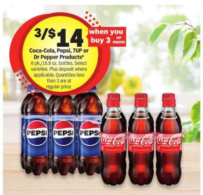 Coca-Cola, Pepsi, 7UP or Dr Pepper Products*
