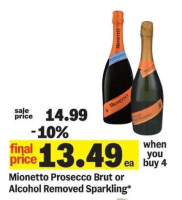 Mionetto Prosecco Brut or Alcohol Removed Sparkling*