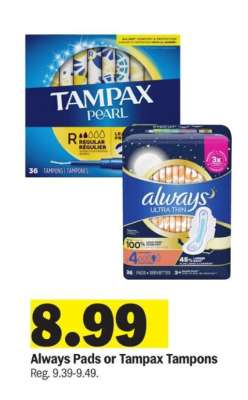 Always Pads or Tampax Tampons