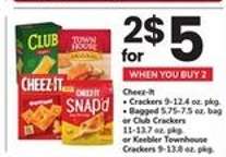 Cheez-It or Club Crackers or Keebler Townhouse Crackers