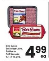 Bob Evans Breakfast Links, Patties or Roll Sausage