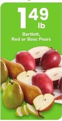 Bartlett, Red or Bosc Pears