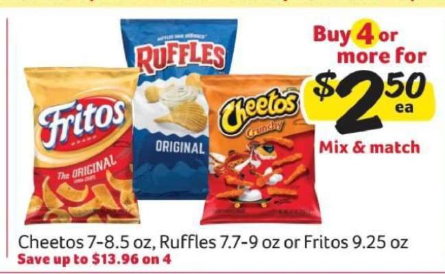 Cheetos, Ruffles or Fritos