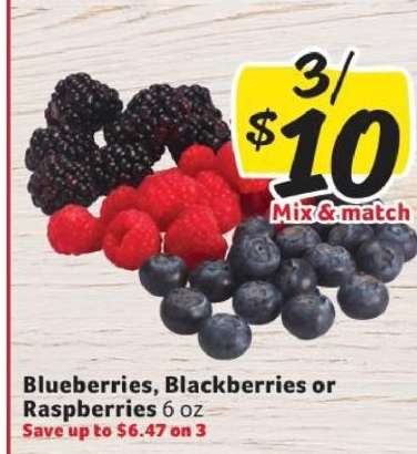 Blueberries, Blackberries or Raspberries