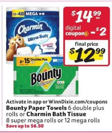 Bounty Paper Towels or Charmin Bath Tissue