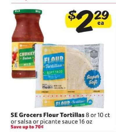 SE Grocers Flour Tortillas or Salsa