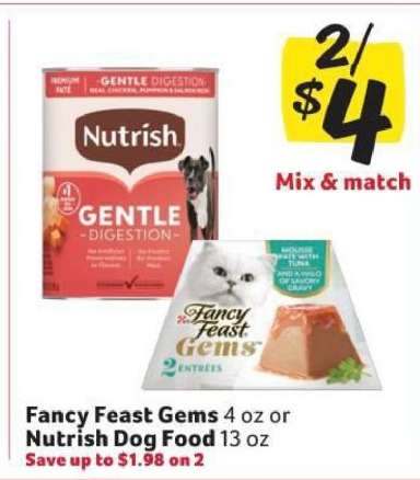 Fancy Feast Gems or Nutrish Dog Food