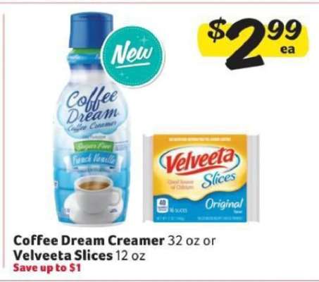 Coffee Dream Creamer or Velveeta Slices