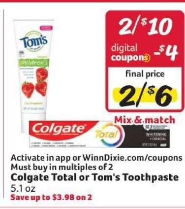 Colgate Total or Tom's Toothpaste