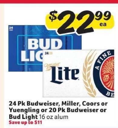 Budweiser, Miller, Coors, Yuengling, Bud Light
