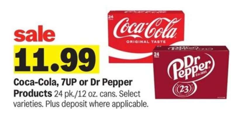 Coca-Cola, 7UP or Dr Pepper Products*