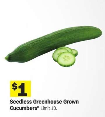 Seedless Greenhouse Grown Cucumbers
