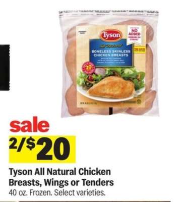 Tyson All Natural Chicken Breasts, Wings or Tenders