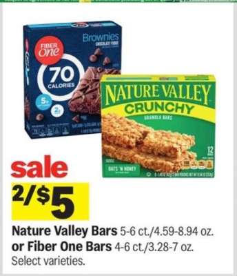 Nature Valley Bars or Fiber One Bars