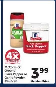 McCormick Ground Black Pepper or Garlic Powder