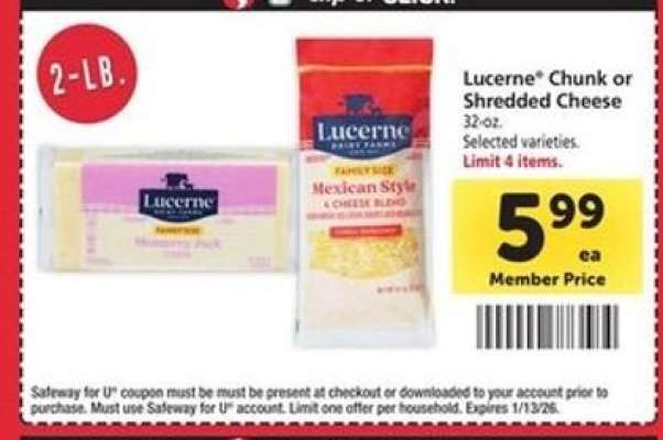 Lucerne Chunk or Shredded Cheese