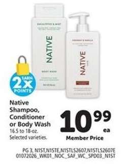 Native Shampoo, Conditioner or Body Wash