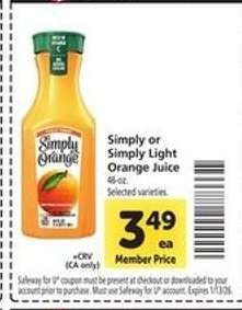 Simply or Simply Light Orange Juice