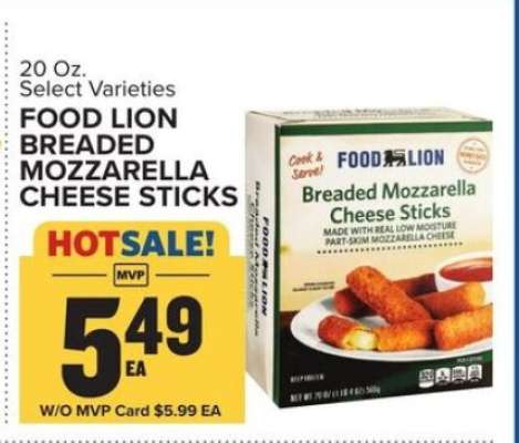 FOOD LION BREADED MOZZARELLA CHEESE STICKS