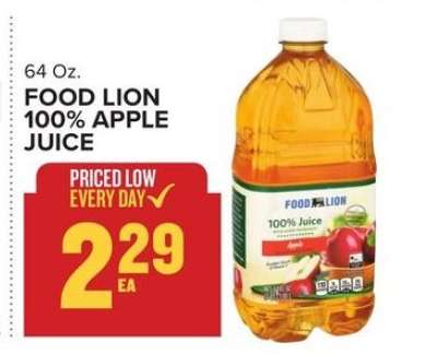 FOOD LION 100% APPLE JUICE