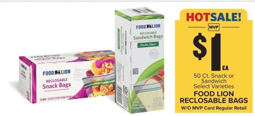 FOOD LION RECLOSABLE BAGS