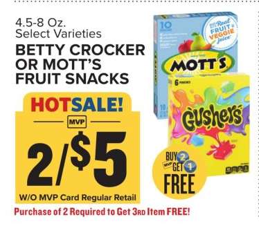 Betty Crocker or Mott's Fruit Snacks