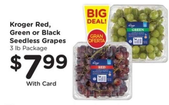 Kroger Red, Green or Black Seedless Grapes