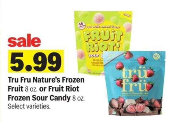 Tru Fru Nature's Frozen Fruit or Fruit Riot Frozen Sour Candy