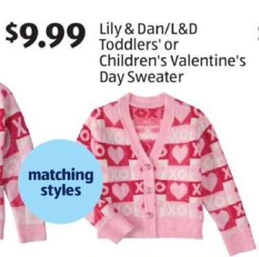 Lily & Dan/L&D Toddlers' or Children's Valentine's Day Sweater