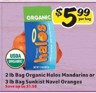 Organic Halos Mandarins or Sunkist Navel Oranges