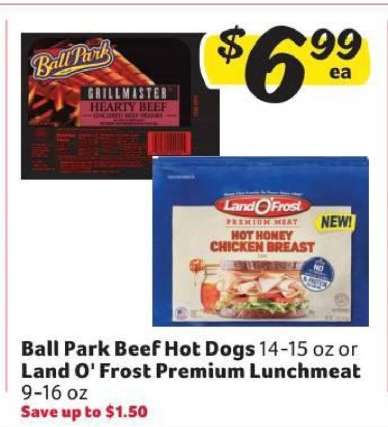 Ball Park Beef Hot Dogs or Land O' Frost Premium Lunchmeat