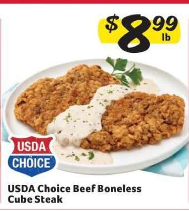 USDA Choice Beef Boneless Cube Steak