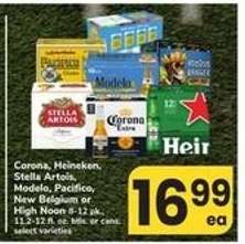 Corona, Heineken, Stella Artois, Modelo, Pacifico, New Belgium or High Noon