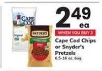 Cape Cod Chips or Snyder's Pretzels
