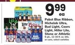 Pabst Blue Ribbon, Michelob Ultra, Bud Light, Coors Light, Miller Lite, Stone or Athletic