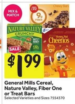 General Mills Cereal, Nature Valley, Fiber One or Treat Bars