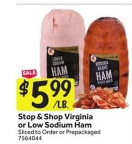 Stop & Shop Virginia or Low Sodium Ham