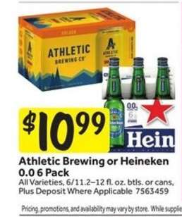 Athletic Brewing or Heineken 0.0 6 Pack