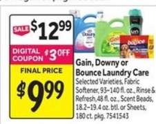 Gain, Downy or Bounce Laundry Care